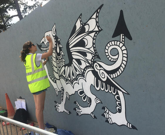 Dragon Mural in progress