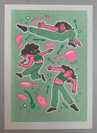 Washing Up Boogie risograph print